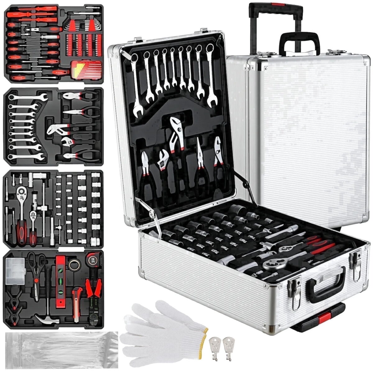TLGREEN 799pcs Mechanic Tool Set with Trolley Case, Complete Household Tool Kit for Home