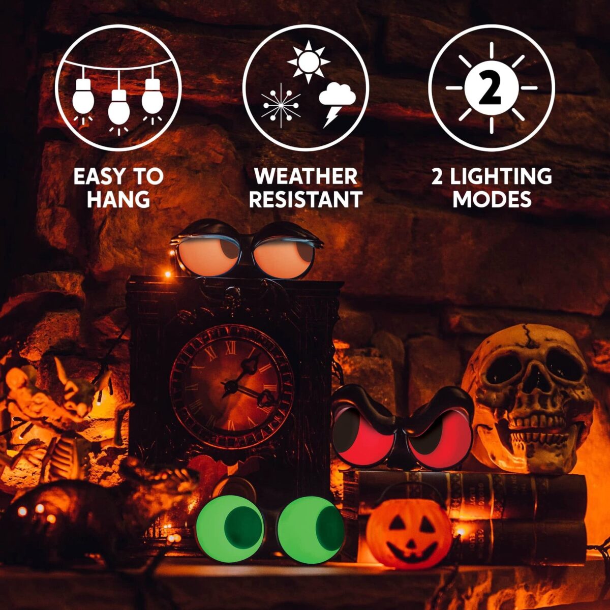 Joyfy 3 Packs Halloween Animated Flashing Peeping Eyes Lights Decorations Outdoor Indoor