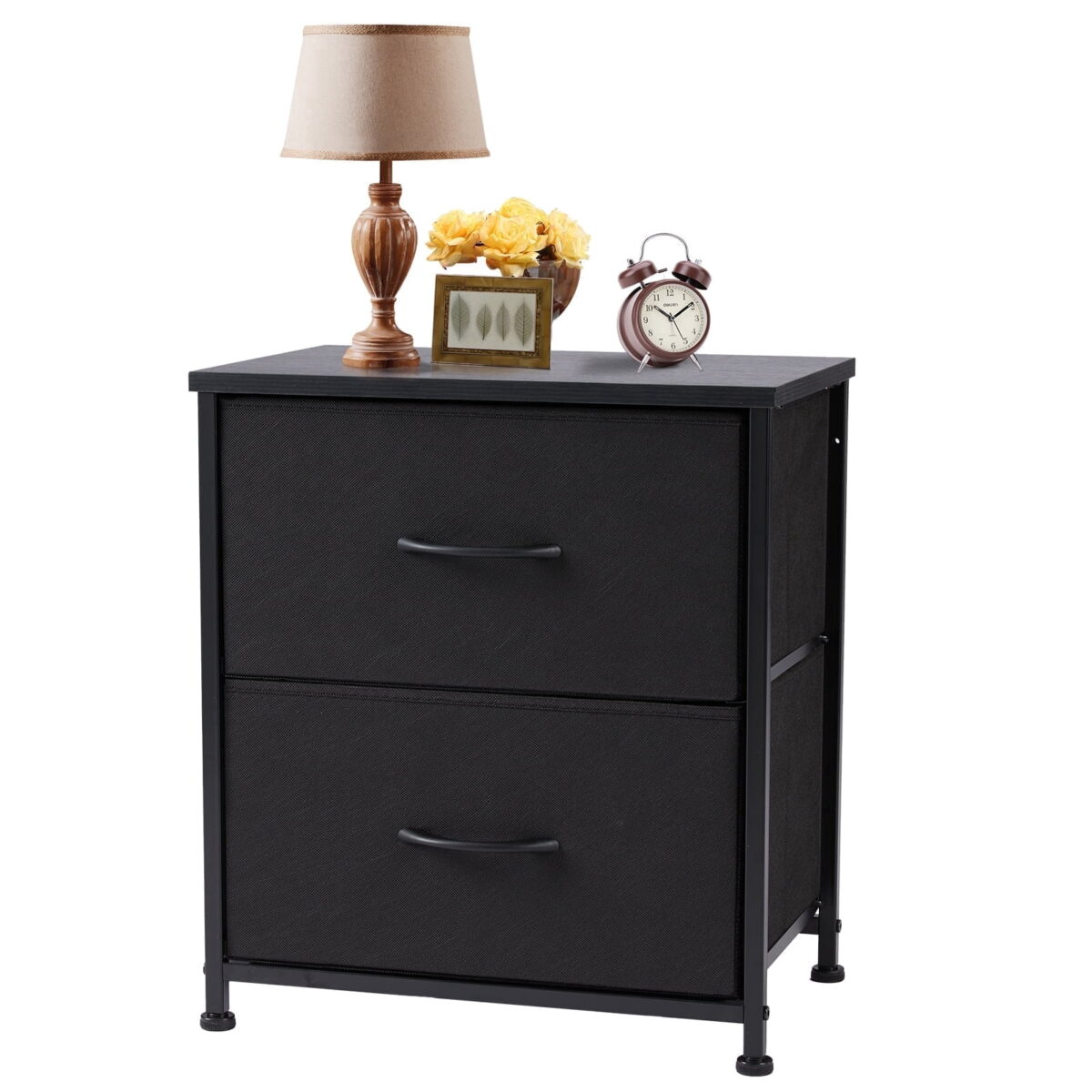 edx Nightstand, End Table Side Table with 2 Fabric Drawers Bedside Table for Bedroom, Closet,