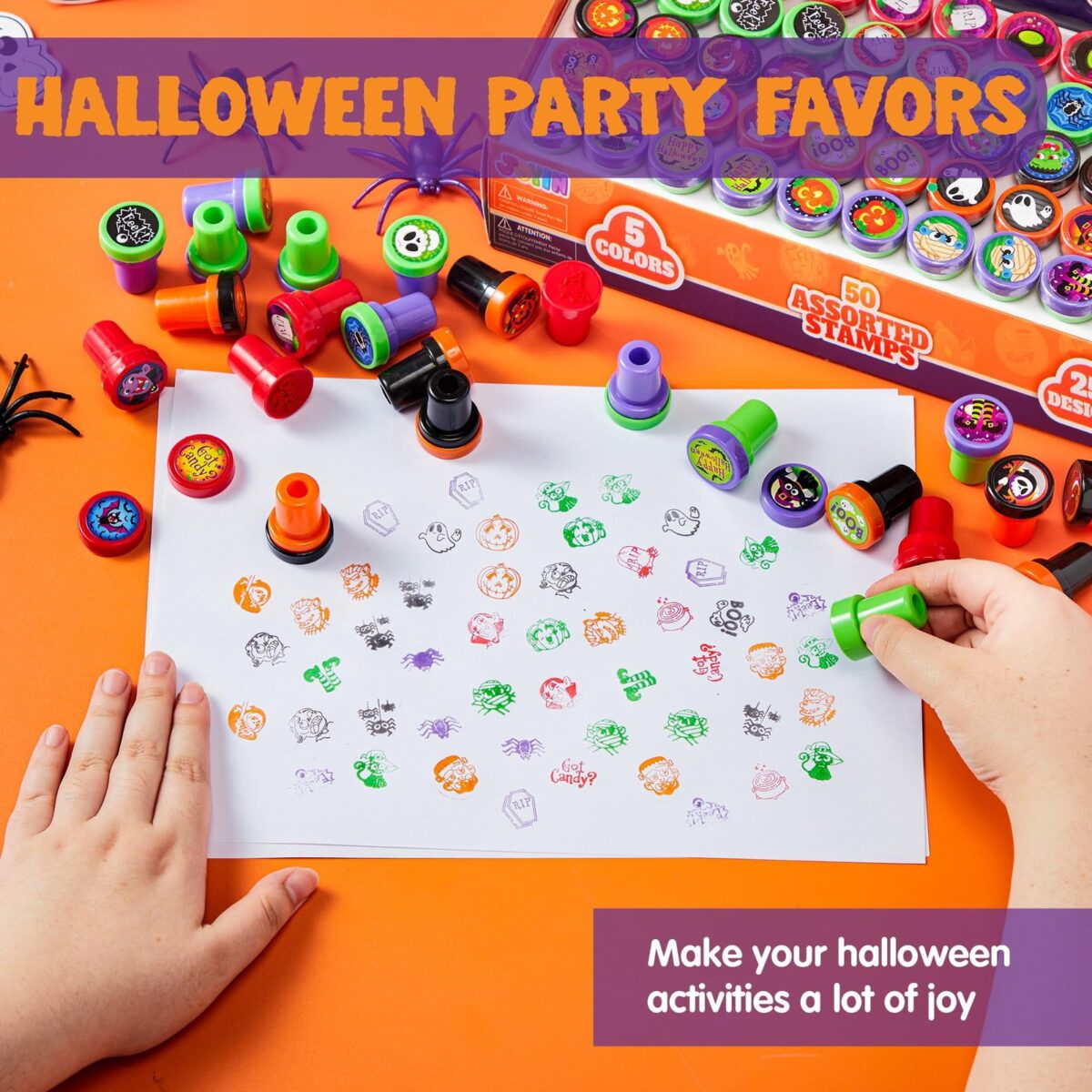 Joyfy 50 Pcs Halloween Assorted Stamps for Kids