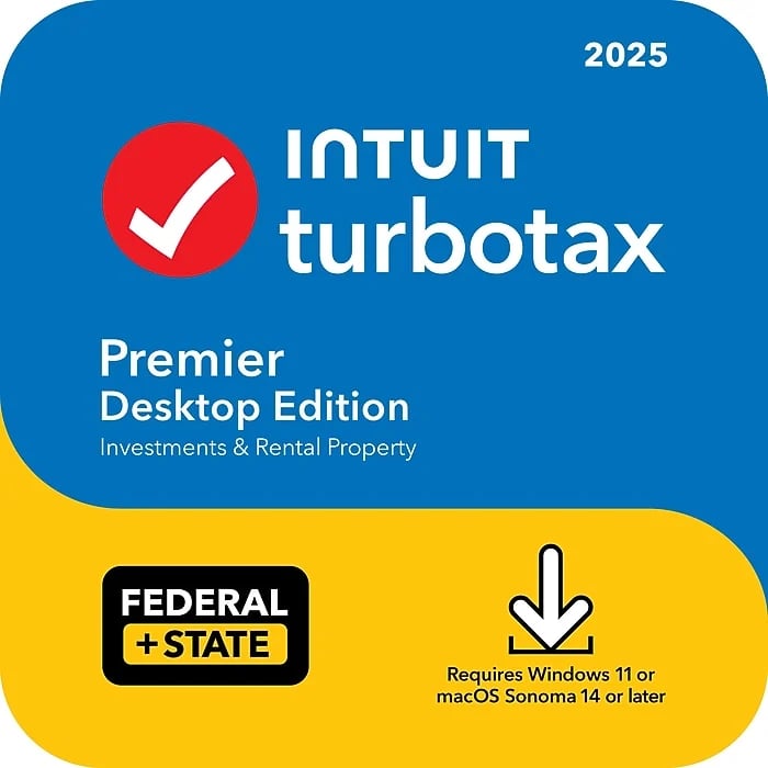 TurboTax Premier 2025, Federal & State Tax Return – Mac OS, Windows [Digital Download]