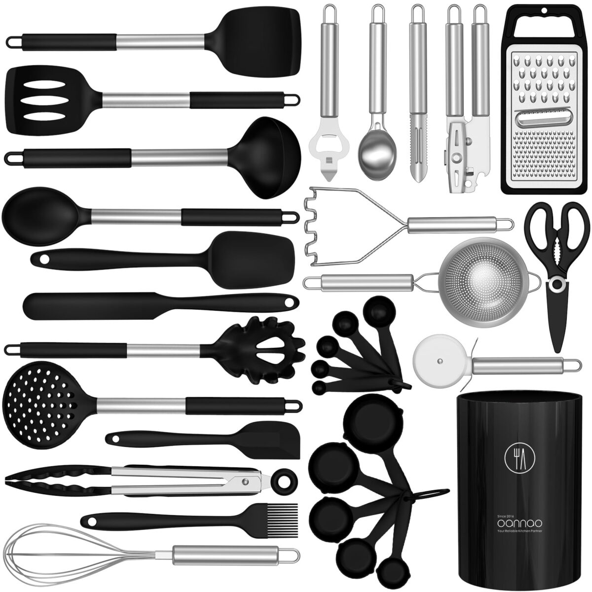 Silicone Cooking Utensils Set - Heat Resistant Silicone Kitchen Utensils for Cooking
