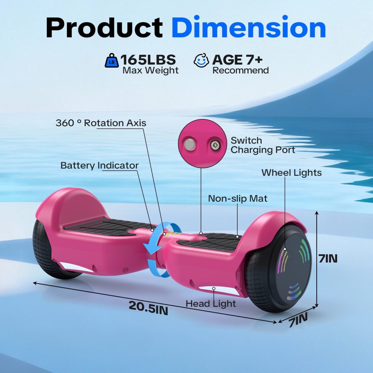 Tcdjtc Hoverboard with Bluetooth and Led Lights, Balance Board for Kids