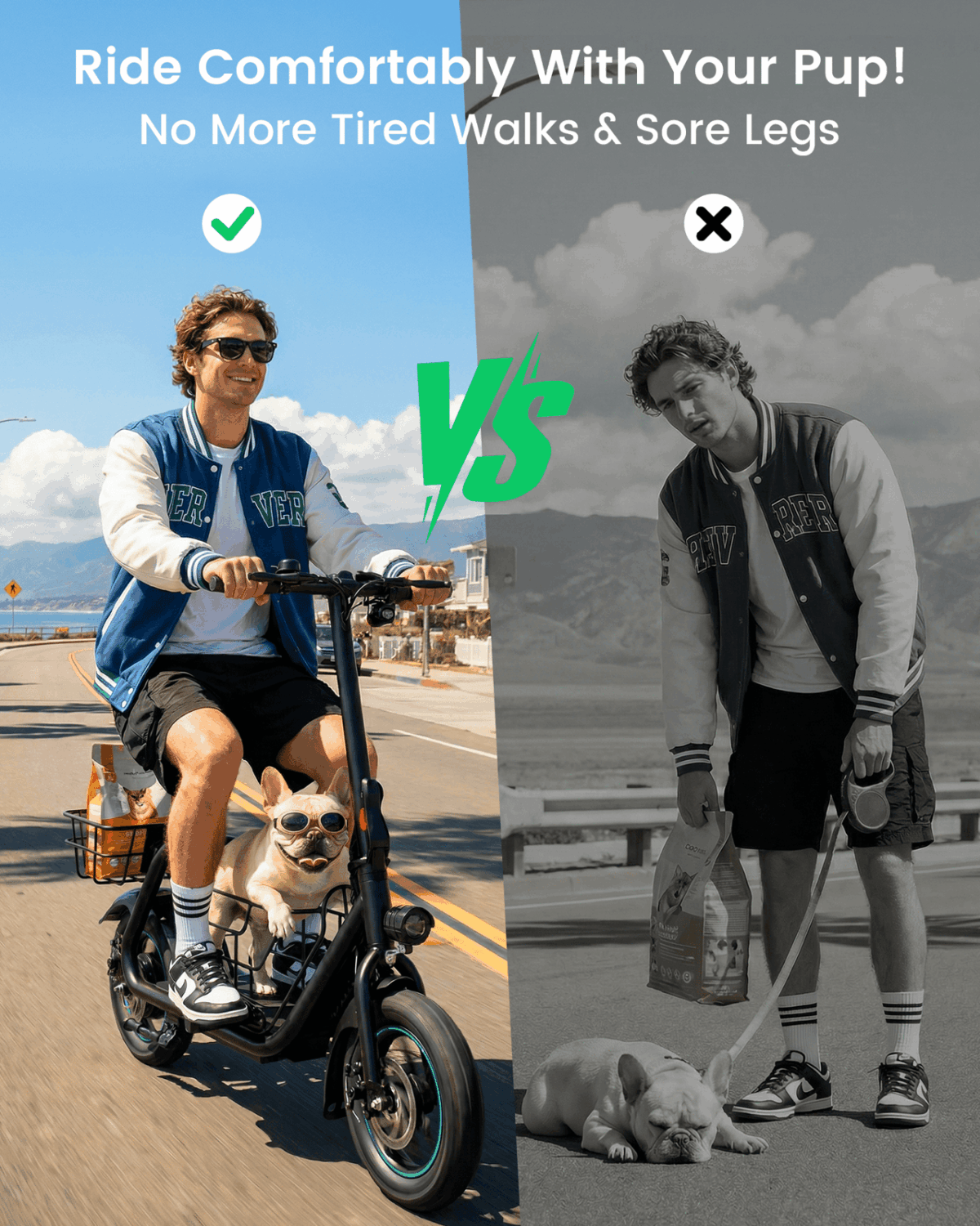 MIHOVER 550W Pet Friendly Electric Scooter with Seat for Small Dogs