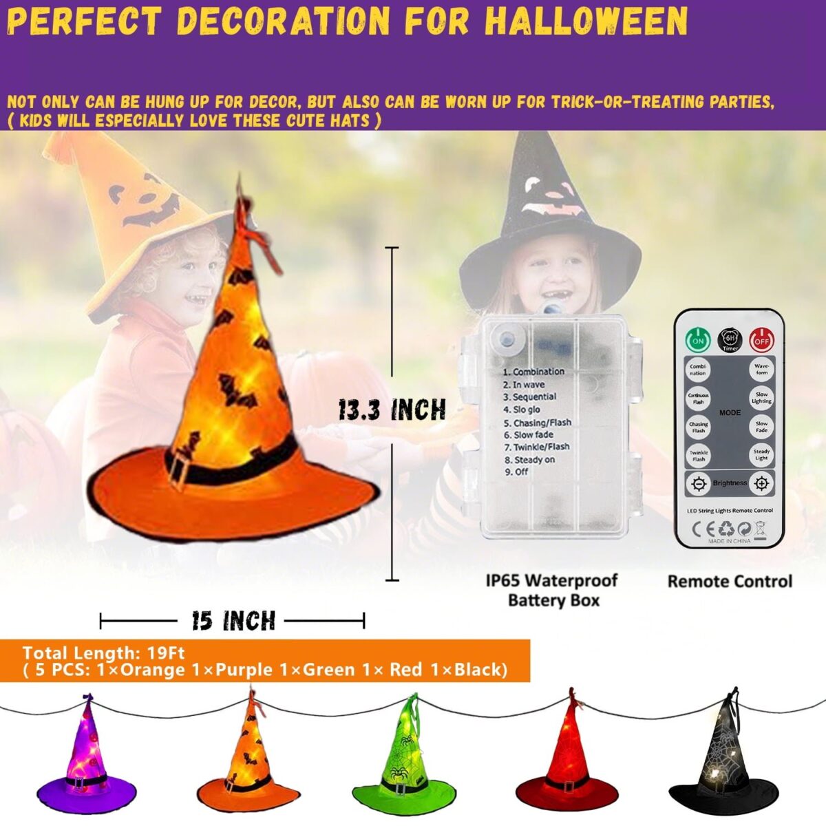ZOEYKIMLO Halloween Witch Hat Lights Decorations Outdoor