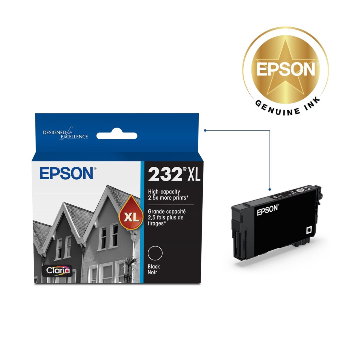 EPSON 232 Claria Ink High Capacity Black Cartridge (T232XL120-S) Works with WorkForce WF-2930