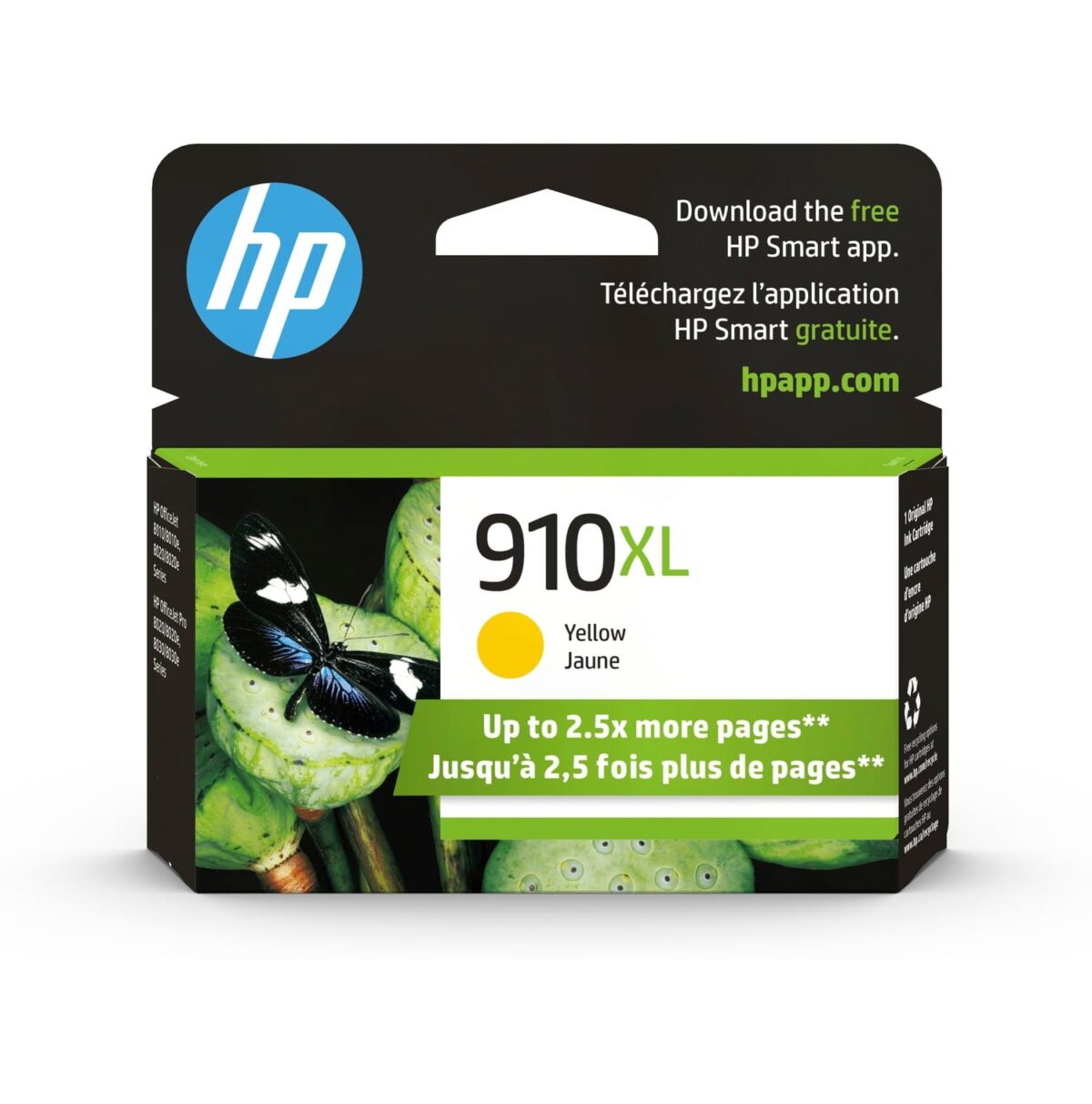 HP 910XL High Yield Yellow Original Ink Cartridge, ~700 pages, 3YL64AN#140