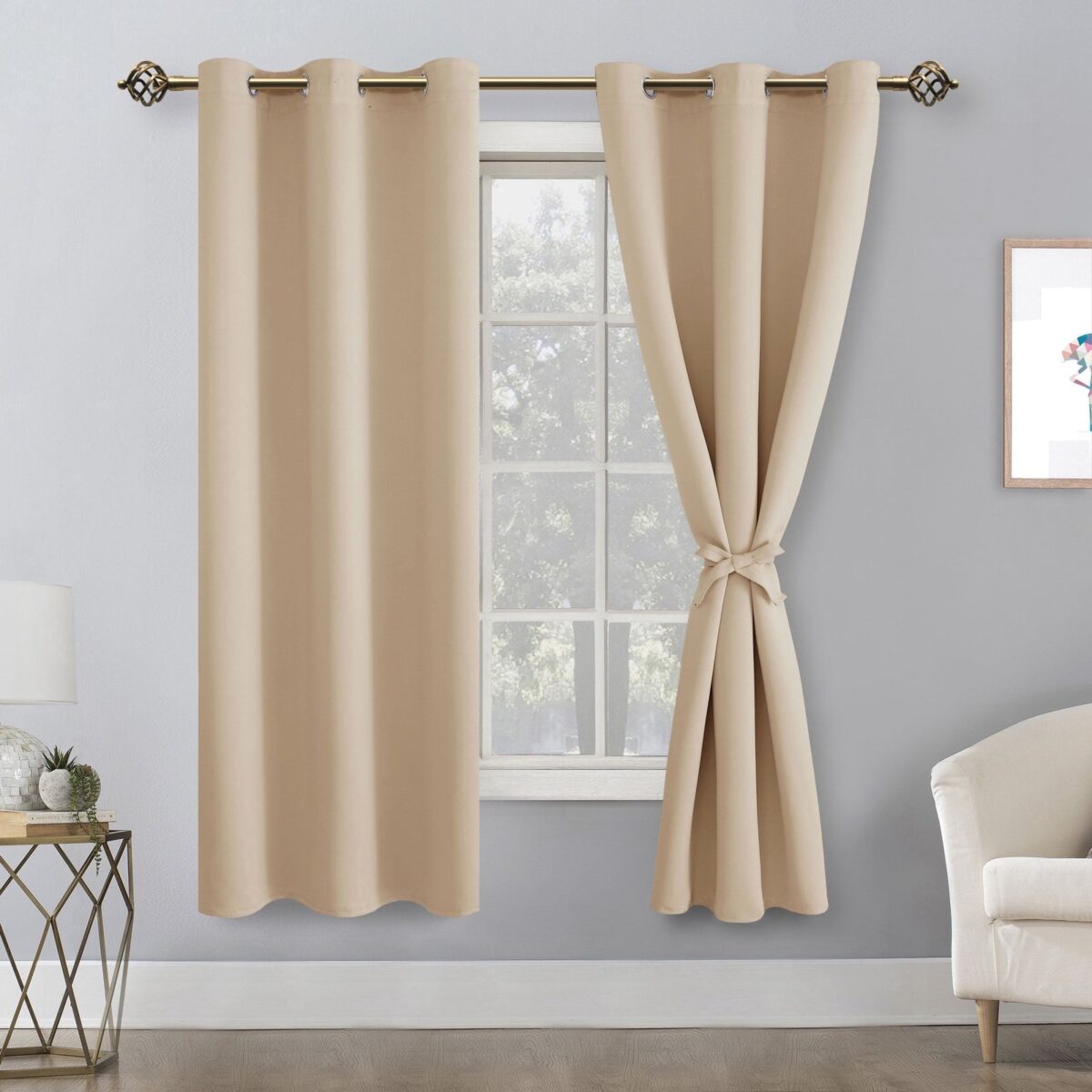 Hiasan Blackout Curtains for Bedroom Sewn with Tiebacks