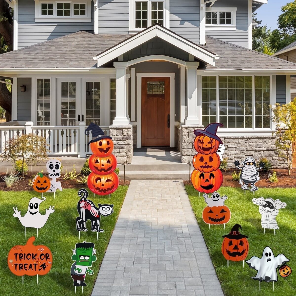 Gamexel Vintage Halloween Outdoor Yard Signs with Stakes - Large Pumpkin Ghost Monster Mummy
