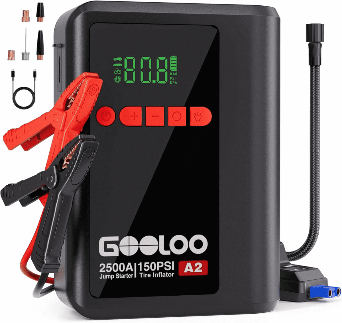 GOOLOO A2 8-in-1 Jump Starter with Air Compressor