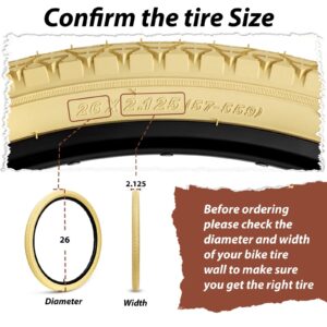 26 Inch Cruiser Bike Tires Set: Hycline 26x2.125 Inch Folding Tires 2-Pack, Pair Bike Tubes