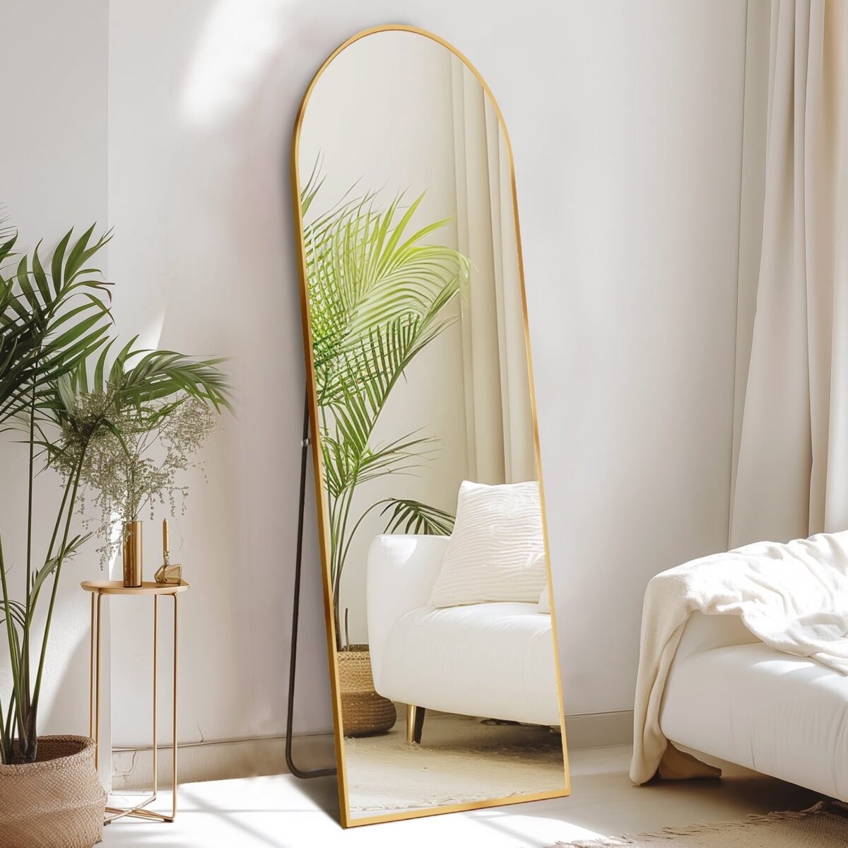CONCETTA 59x16 Arched Full Length Mirror, Full Body Standing Mirror Floor Mirrors, Gold