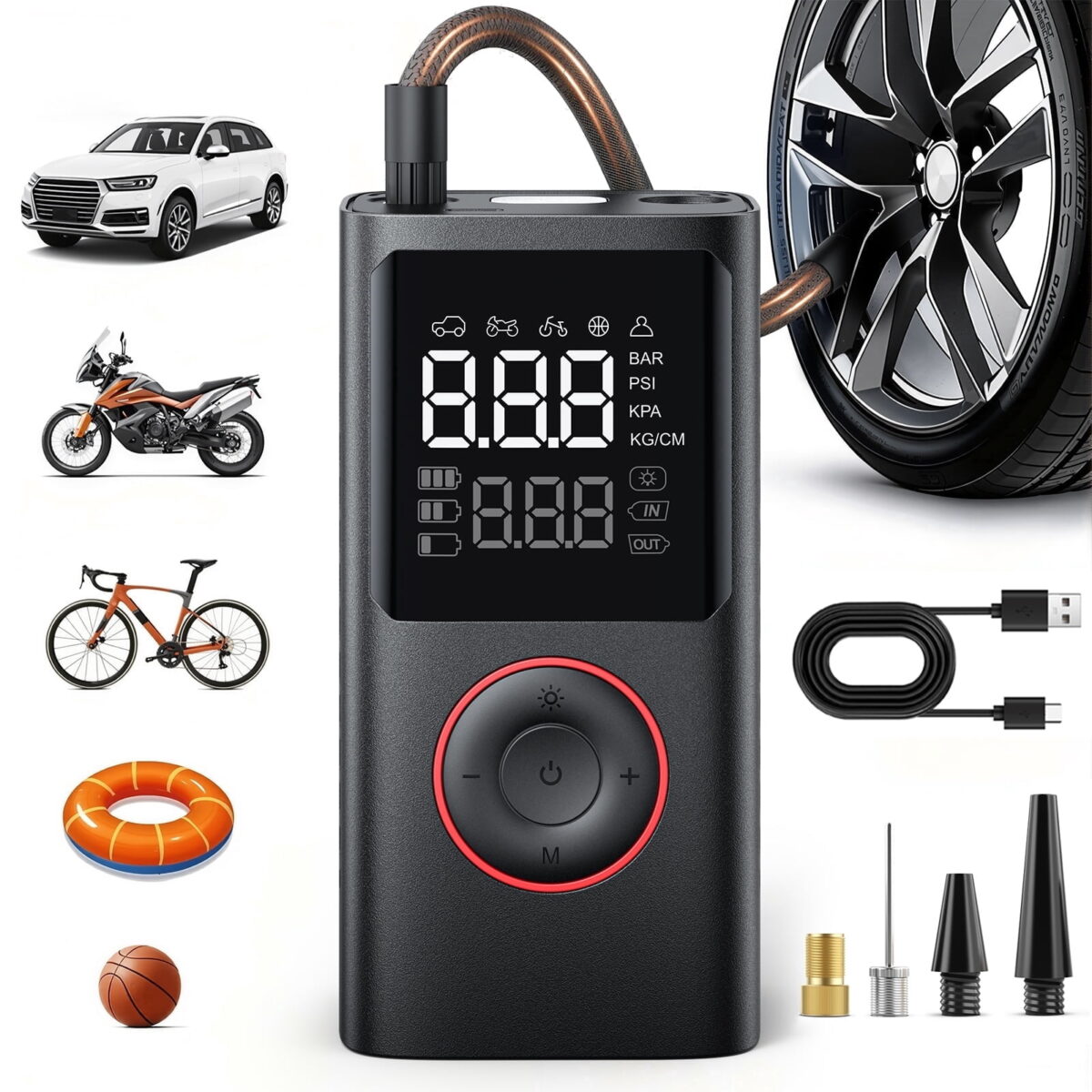VacLife Cordless Tire Inflator Portable Air Compressor - Air Pump for Car Tires 150 Psi