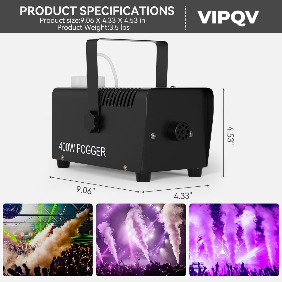 Fog Machine 400W, Wedding Smoke Machine with Wireless and Wired Remote Control for Christmas