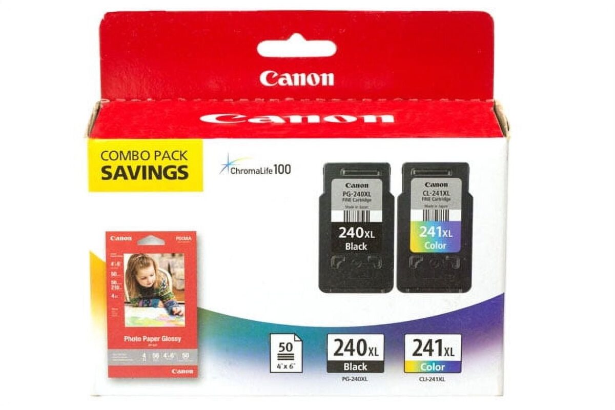 Canon PG-240XL/CL-241XL - Genuine Ink Cartridge Combo Pack for Select PIXMA Printers - Black &