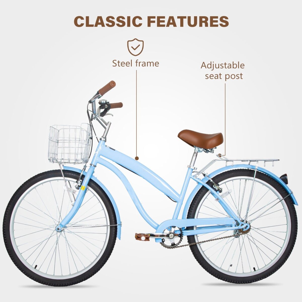 Hykolity 26 in Cruiser Bike Beach Bicycle for Women Comfortable City Bike Commuter Cycling