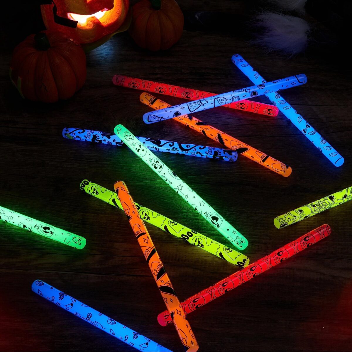 Joyfy 24Pcs Halloween Glow Sticks Bulk Party Pack, 6 Color Glow in The Dark Party Favor for Kid