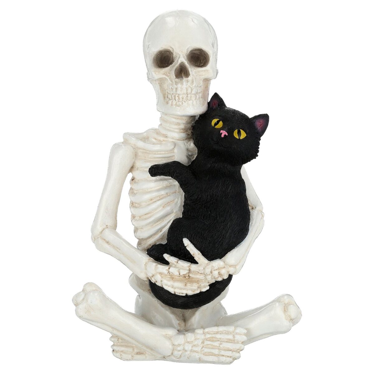 Skeleton and Cat Decoration, Black and White, 8.8, Halloween by Way To Celebrate