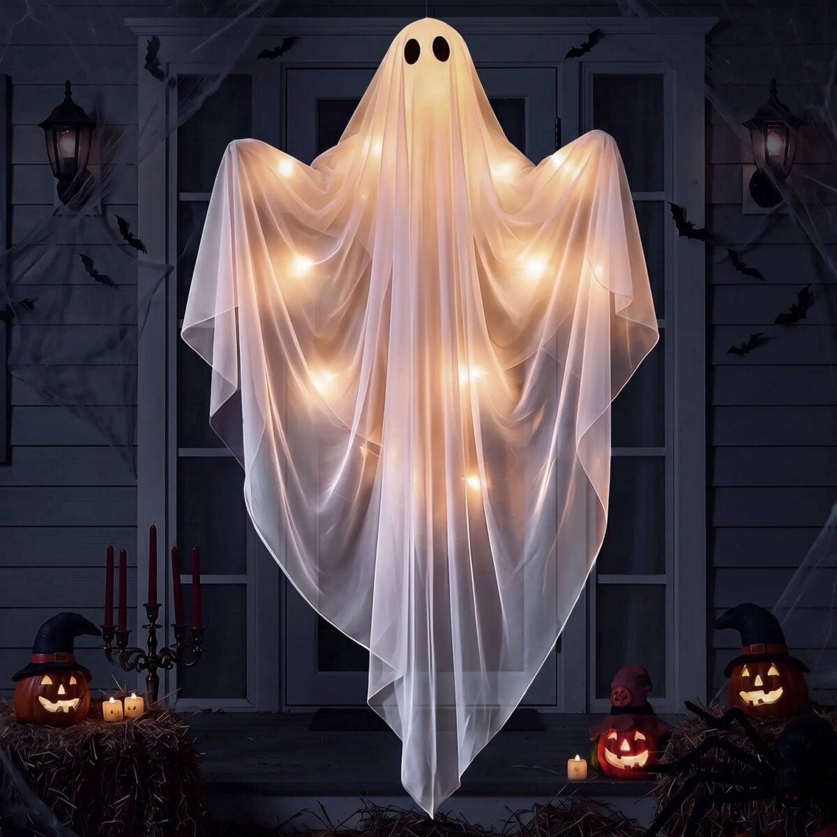 Ayieyill Halloween Ghost Decor with Warm White LED Light