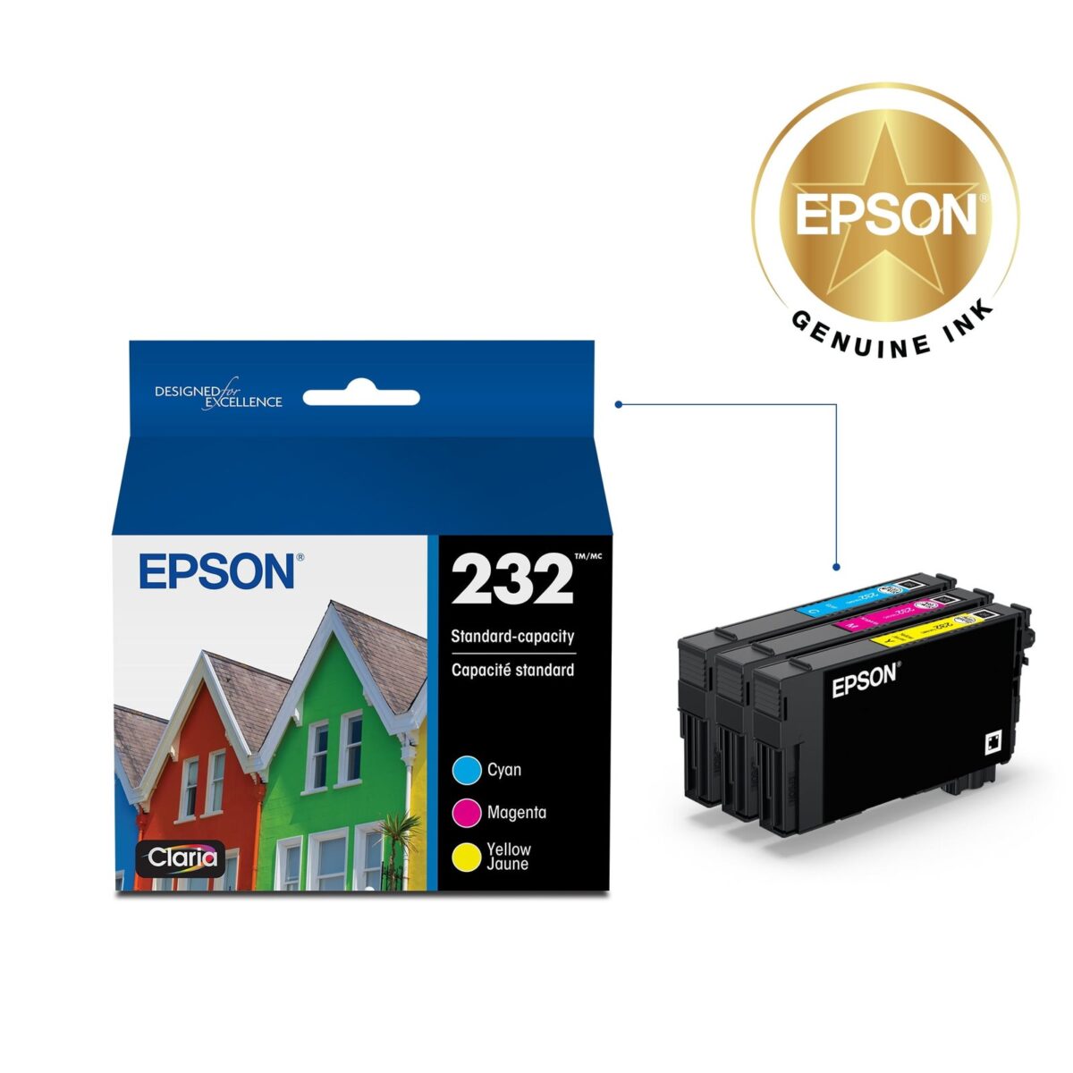 EPSON 232 Claria Ink Standard Capacity Color Combo Pack (T232520-S) Works with WorkForce