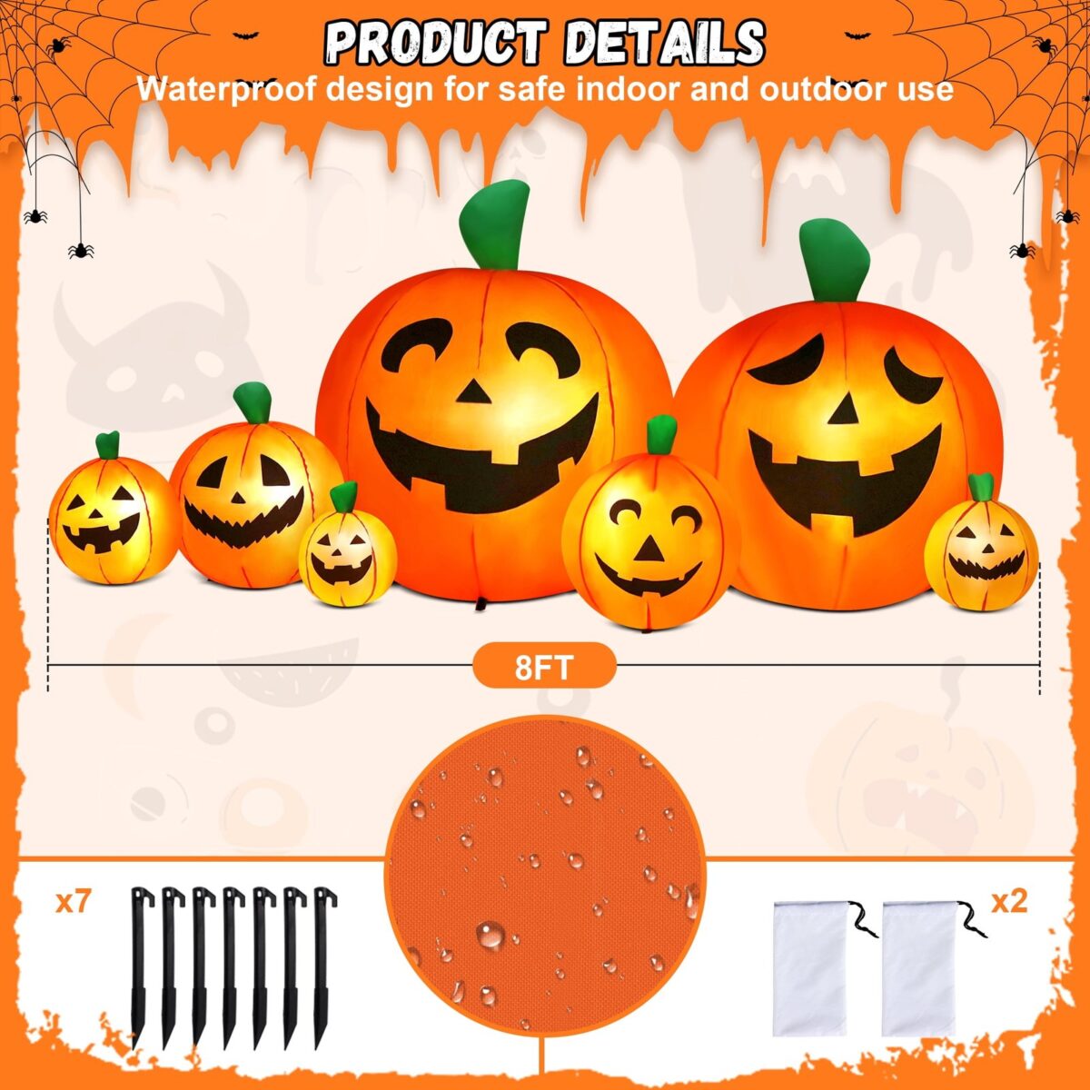 Yexmas 8 FT Halloween Inflatables Pumpkin