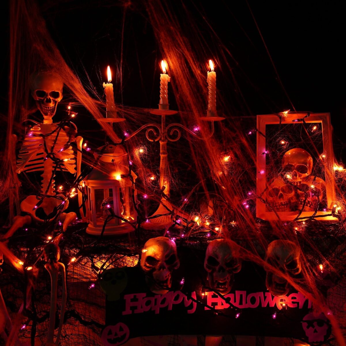 Toodour Orange & Purple Halloween Lights, 25ft 100 Count Incandescent Halloween String Lights