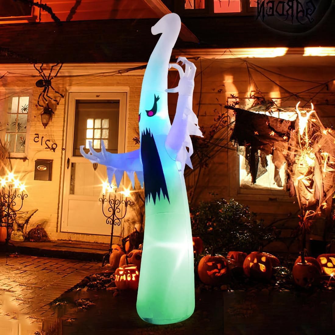 GOOSH 6 FT Height Halloween Inflatable Outdoor Colorful Dimming Ghost