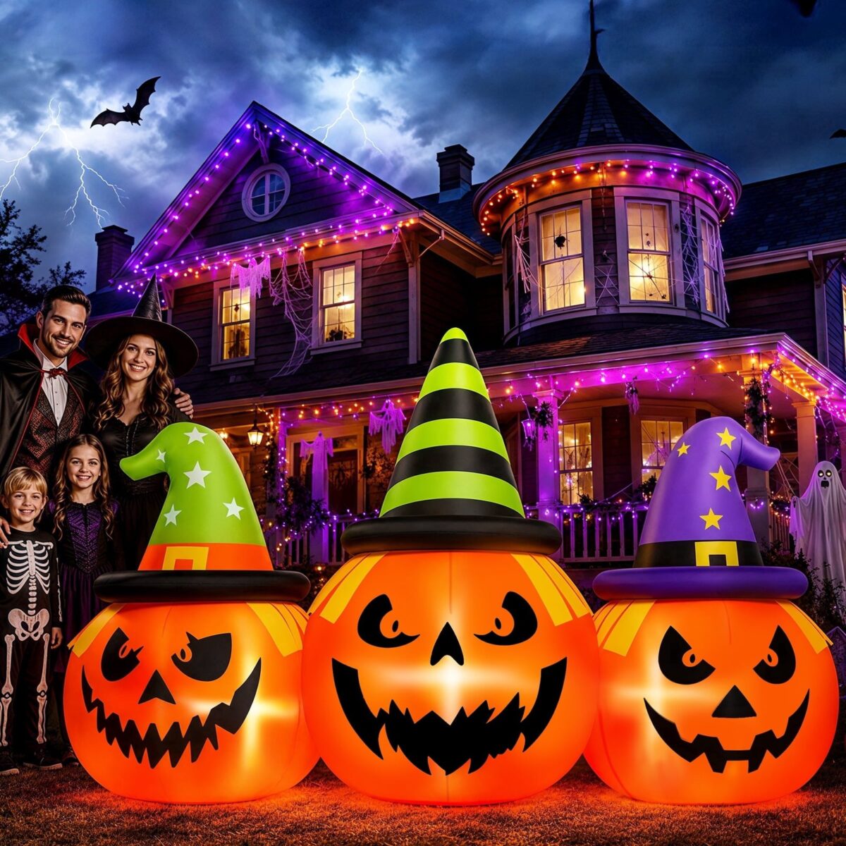 Firstness 6FT Halloween Inflatable Pumpkins Decorations with LED Lights