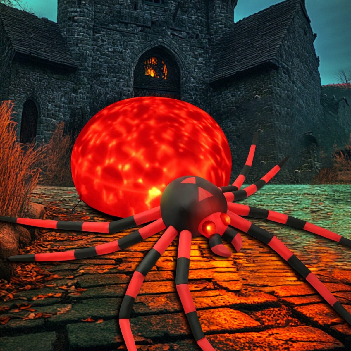 Yexmas 8FT Halloween Inflatables Outdoor Decorations Giant Spider Decorations with LED Lights