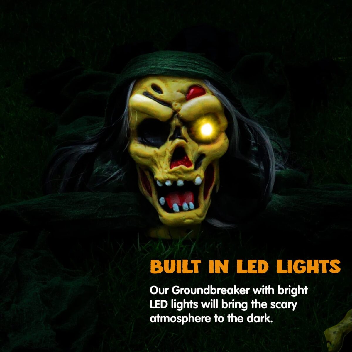 Joyfy Halloween Decorations Outdoor Groundbreaker Creepy Life Size Light Up Climbing Zombie