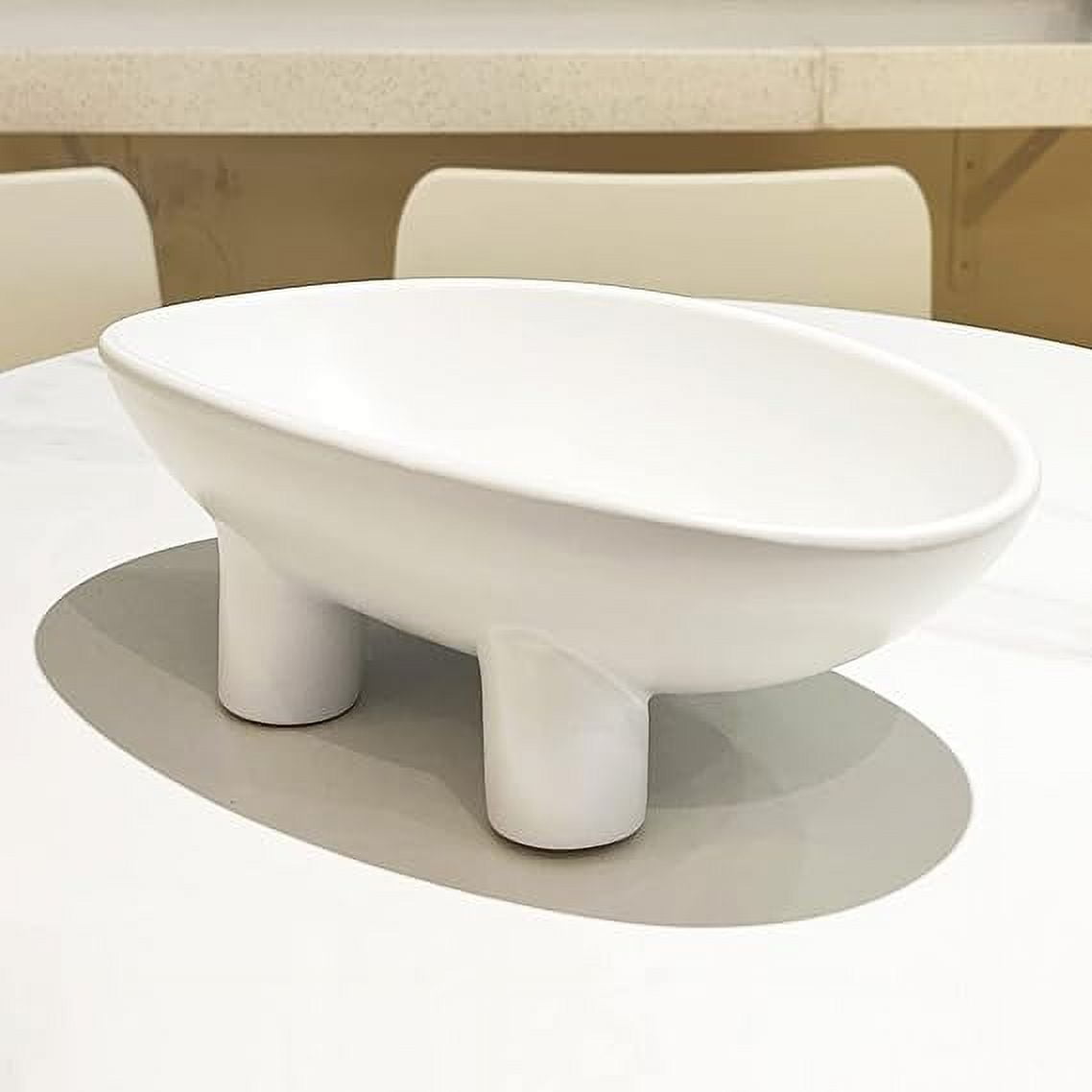 LandHope Large Ceramic Fruit Bowl White Candy Ceramic Bowl for Kitchen Home Halloween Decor