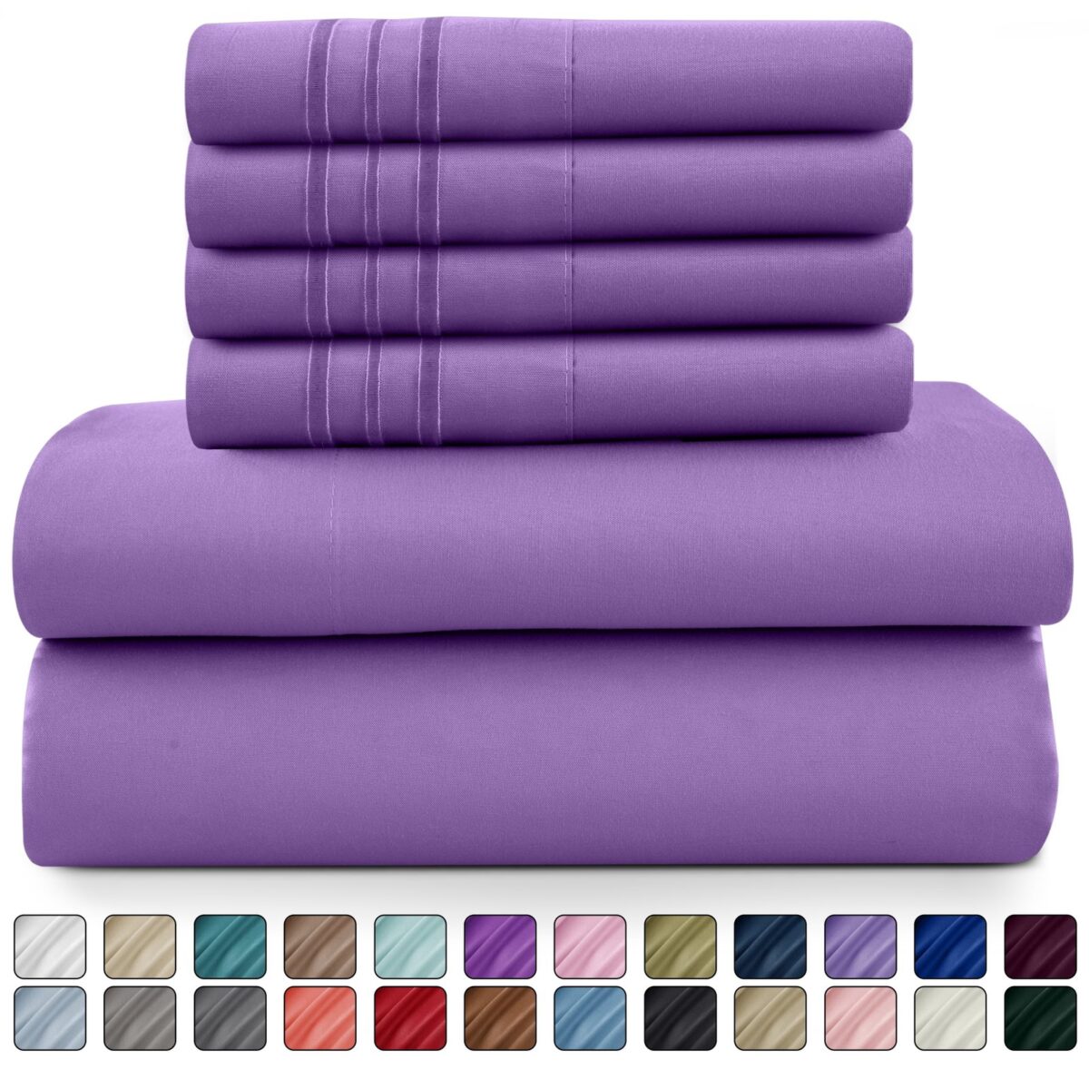 Lux Decor Collection King Bed Sheets - 16 Inch Deep Pocket 6 Piece Microfiber Bedding Sheets &