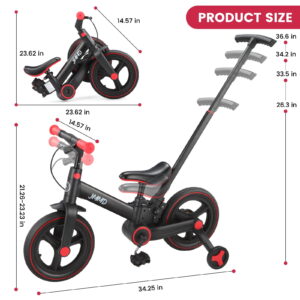 JMMD Toddler Bike with Push Handle for Kid 18-60 Months