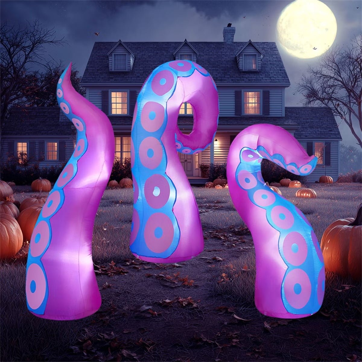 Joyfy 3Pcs Halloween Inflatable Octopus Tentacle Outdoor Decorations, 4.5