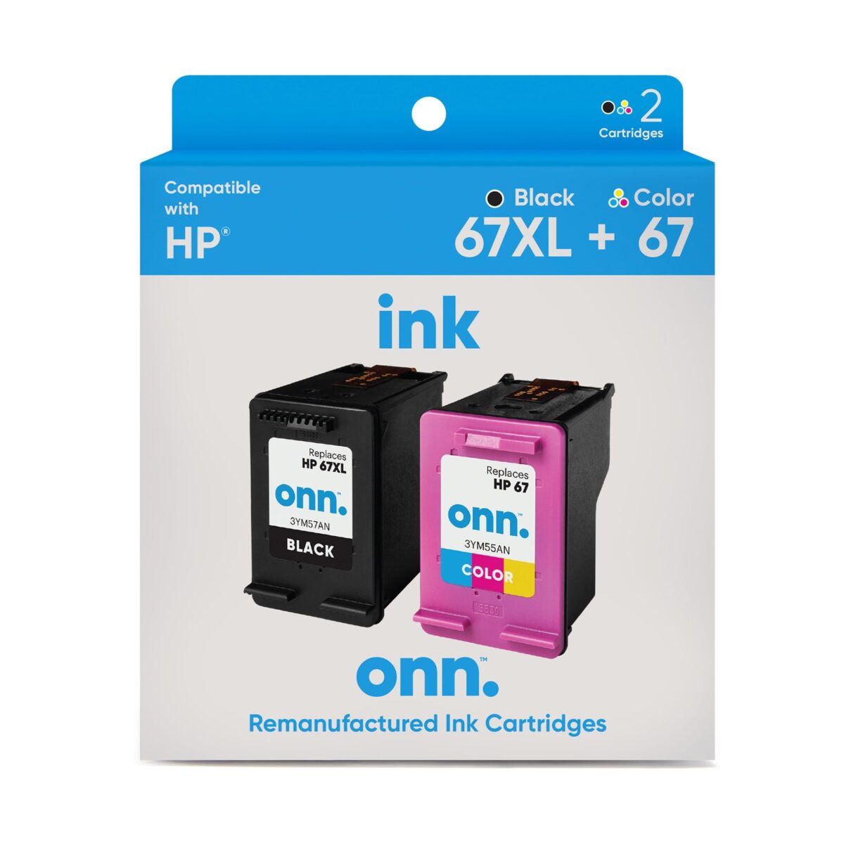 onn HP67XL Black 67 Tricolor 2-pack Printer Ink