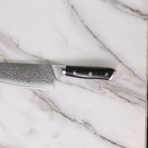 8-inch Damascus steel chef knife on marble