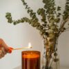 Soy candle in amber glass jar
