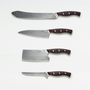 4-piece kitchen knife set with walnut handles