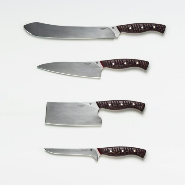4-piece kitchen knife set with walnut handles